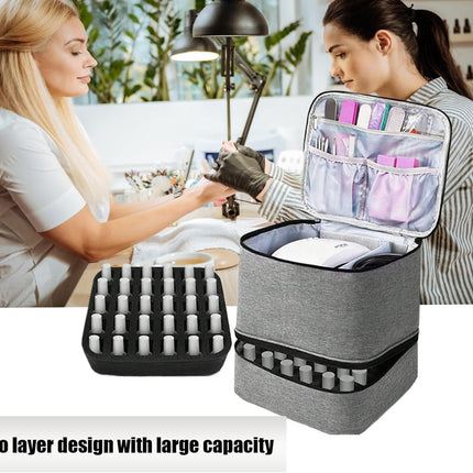 Large Capacity Grey Makeup Organizer Case - Cosmetic Storage Beauty Bag for Makeup Tools.