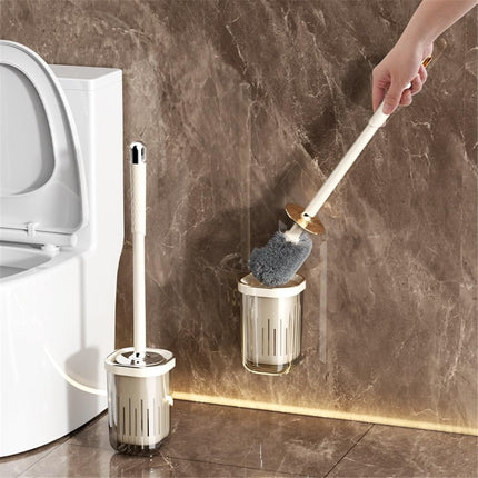 Compact Toilet Brush with Long Handle Wall Mounted No Drilling Bathroom Cleaning Tool Anti-Splash Design.