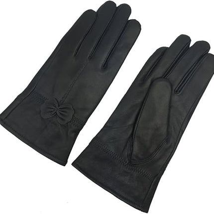 Winter Warm Fleece Lined Leather Gloves - Black - Size L - 1 Pair - Stylish Cold Weather Accessory.
