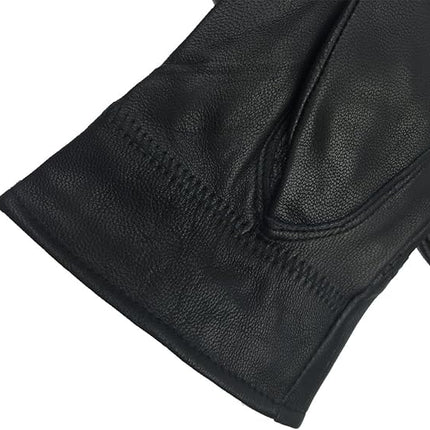 Winter Warm Fleece Lined Leather Gloves - Black - Size L - 1 Pair - Stylish Cold Weather Accessory.
