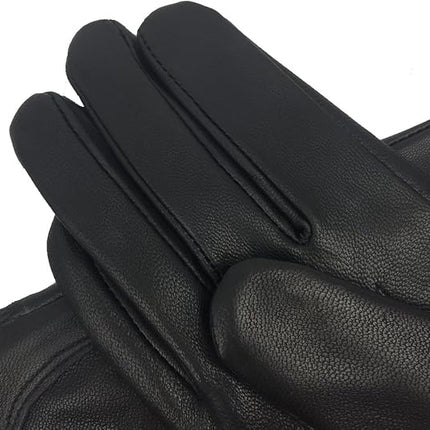 Winter Warm Fleece Lined Leather Gloves - Black - Size L - 1 Pair - Stylish Cold Weather Accessory.