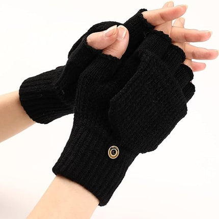 Women's Warm Fingerless Gloves Black Pair.