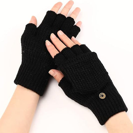 Women's Warm Fingerless Gloves Black Pair.
