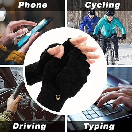 Women's Warm Fingerless Gloves Black Pair.
