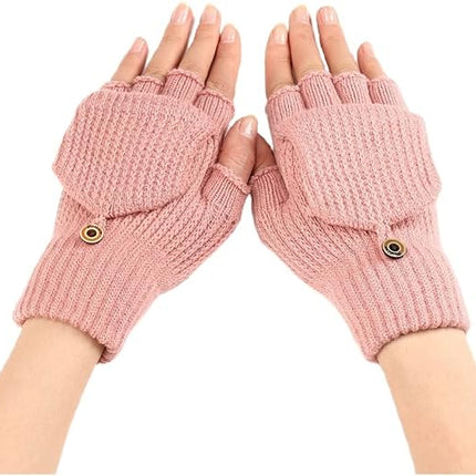 Women's Warm Fingerless Gloves - Pink - 1 Pair.