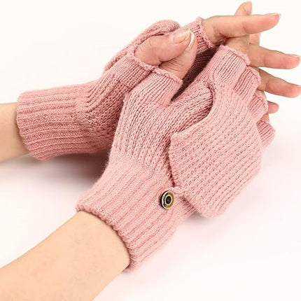 Women's Warm Fingerless Gloves - Pink - 1 Pair.