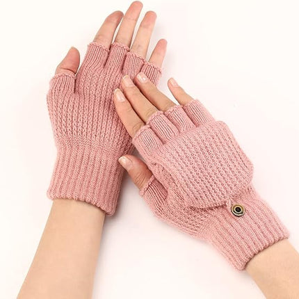 Women's Warm Fingerless Gloves - Pink - 1 Pair.