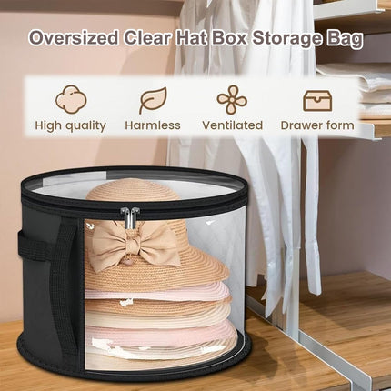 Oversized Transparent Hat Storage Bag for 5-7 Hats Men Women Portable Cowboy Hat Case with Zipper Handle Dustproof Multipurpose Organizer.