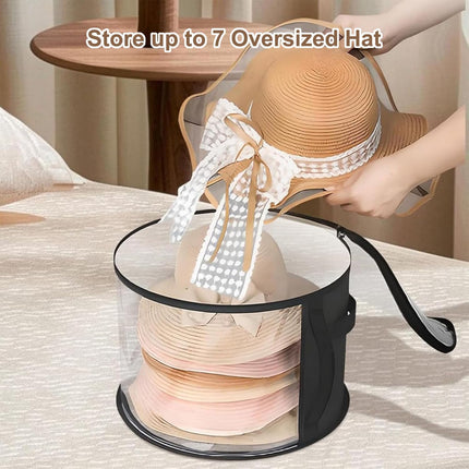 Oversized Transparent Hat Storage Bag for 5-7 Hats Men Women Portable Cowboy Hat Case with Zipper Handle Dustproof Multipurpose Organizer.