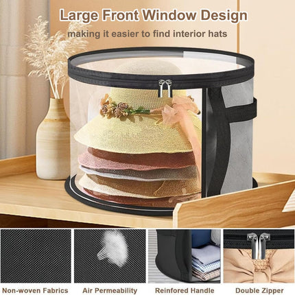 Oversized Transparent Hat Storage Bag for 5-7 Hats Men Women Portable Cowboy Hat Case with Zipper Handle Dustproof Multipurpose Organizer.