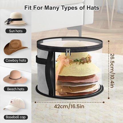 Oversized Transparent Hat Storage Bag for 5-7 Hats Men Women Portable Cowboy Hat Case with Zipper Handle Dustproof Multipurpose Organizer.