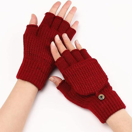 Women's Red Warm Fingerless Gloves 1 Pair.