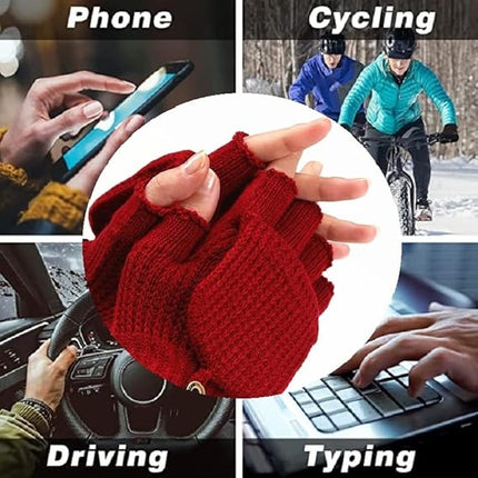 Women's Red Warm Fingerless Gloves 1 Pair.