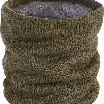 Military Green Fleece Scarf for Winter Sports - Warm Soft Neck Warmer for Cold Weather Activities.