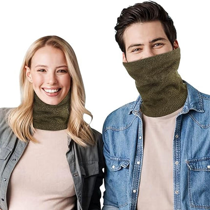 Military Green Fleece Scarf for Winter Sports - Warm Soft Neck Warmer for Cold Weather Activities.
