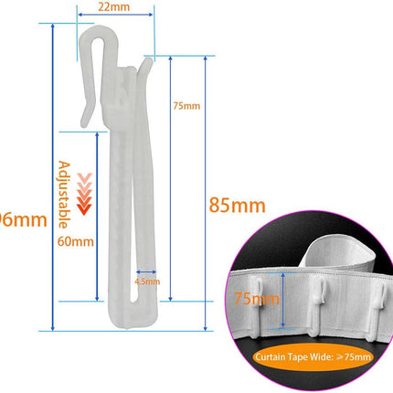 30 Pack 85mm White Curtain Hooks Window Decoration Accessories.