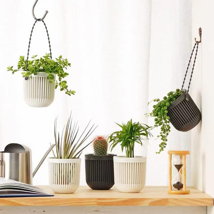 Ceramic Flower Pot - Indoor/Outdoor Use - Break Resistant - Black - 1 Piece - Wall-Mounted Planter.