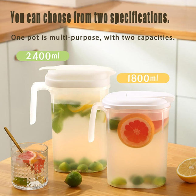 2400ml Transparent Plastic Water Jug with Lid - Large Capacity Beverage Container for Home Office Use.