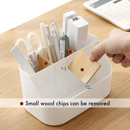 Pink Desk Organizer with Compartments Small Storage Box for Makeup Brushes Pens Pencils Remote Controls Office Accessories.