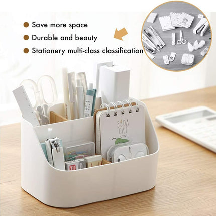 Pink Desk Organizer with Compartments Small Storage Box for Makeup Brushes Pens Pencils Remote Controls Office Accessories.
