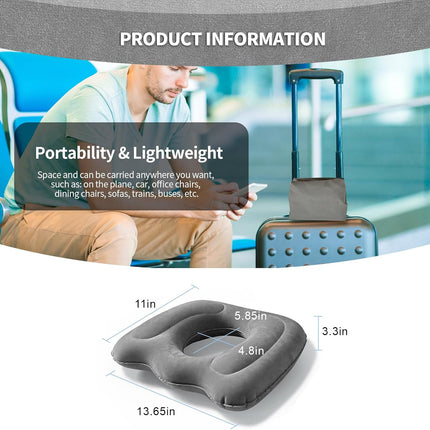 1 Piece Grey Anti-Slip Ring Cushion Chair Pad for Office Chair.