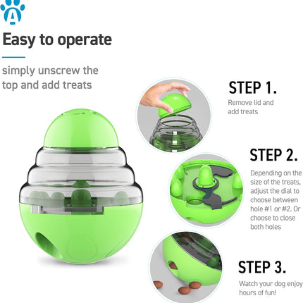 Green Interactive Dog Snack Ball Chew Toy Food Dispenser for Dogs.