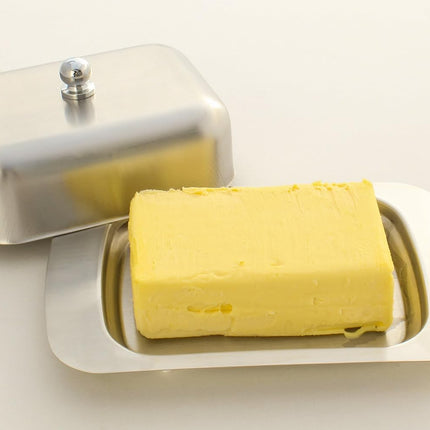 Stainless Steel Butter Dish with Lid 18.5x12.2x6cm Silver Butter Container for Kitchen Storage.