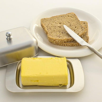 Stainless Steel Butter Dish with Lid 18.5x12.2x6cm Silver Butter Container for Kitchen Storage.