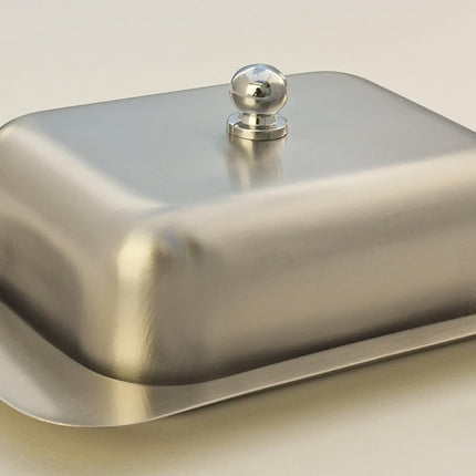Stainless Steel Butter Dish with Lid 18.5x12.2x6cm Silver Butter Container for Kitchen Storage.