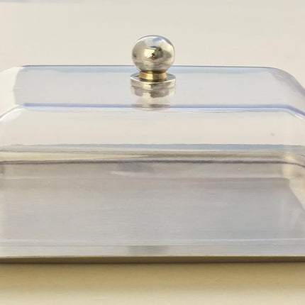 Stainless Steel Butter Dish with Lid 18.5x12.2x6cm Transparent Butter Container.