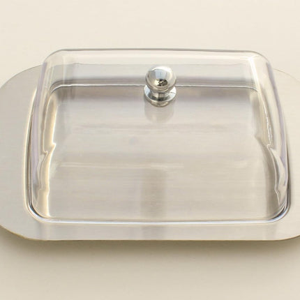 Stainless Steel Butter Dish with Lid 18.5x12.2x6cm Transparent Butter Container.