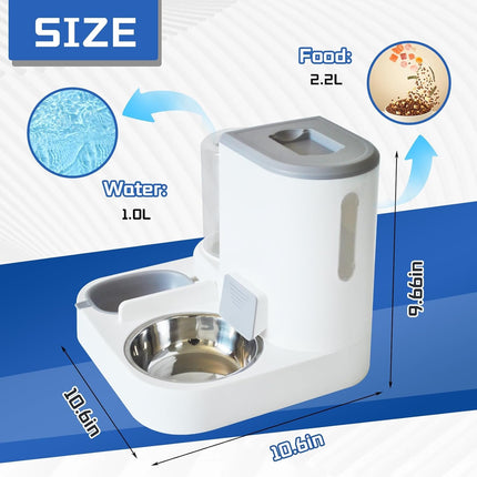 Automatic Pet Feeder and Water Bowl for Dogs and Cats - Grey - 1 Piece.