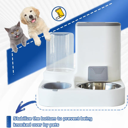 Automatic Pet Feeder and Water Bowl for Dogs and Cats - Grey - 1 Piece.