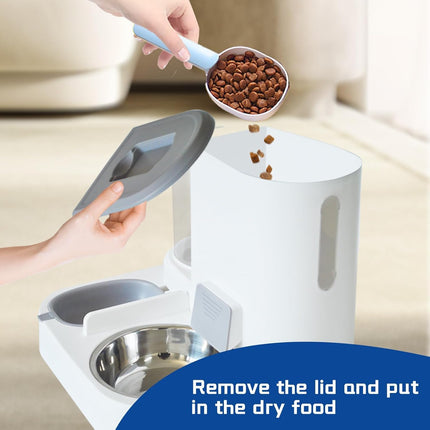 Automatic Pet Feeder and Water Bowl for Dogs and Cats - Grey - 1 Piece.