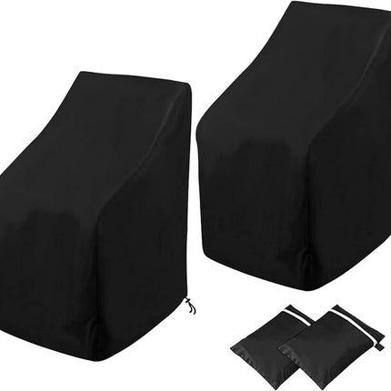 2 Pack Waterproof Outdoor Furniture Covers for Garden Cushions Stacking Chairs Black.