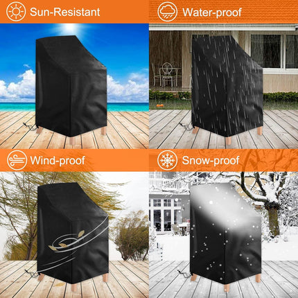 2 Pack Waterproof Outdoor Furniture Covers for Garden Cushions Stacking Chairs Black.