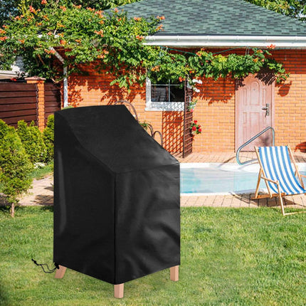 2 Pack Waterproof Outdoor Furniture Covers for Garden Cushions Stacking Chairs Black.