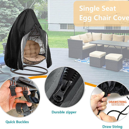 Garden Furniture Cover 115x190cm Waterproof Outdoor Furniture Protector for Garden Chairs Black.