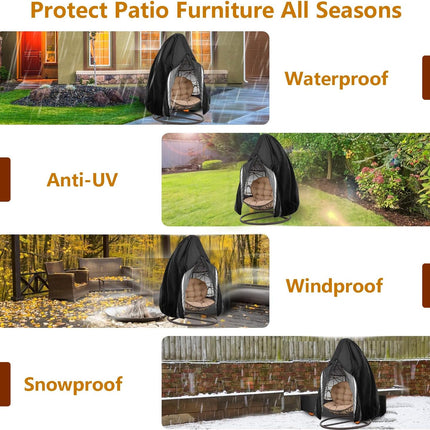 Garden Furniture Cover 115x190cm Waterproof Outdoor Furniture Protector for Garden Chairs Black.