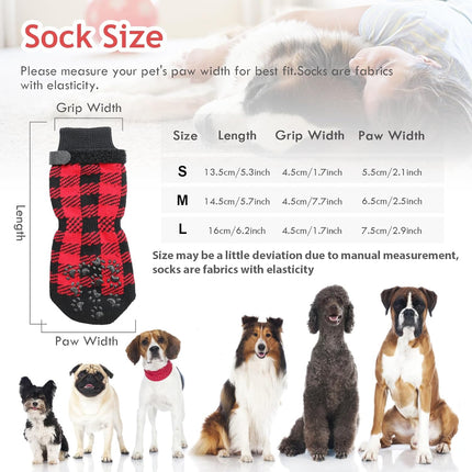 Dog Socks Size L Red Anti Slip Pet Paw Protectors for Dogs.