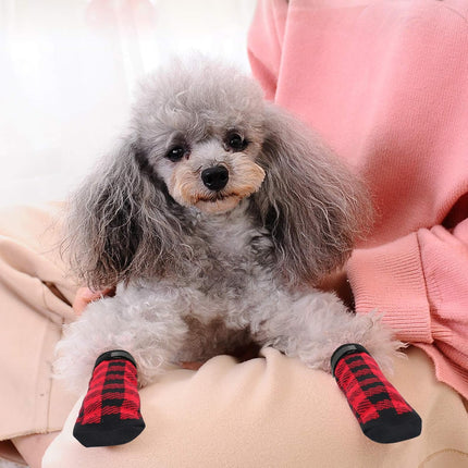 Dog Socks Size L Red Anti Slip Pet Paw Protectors for Dogs.