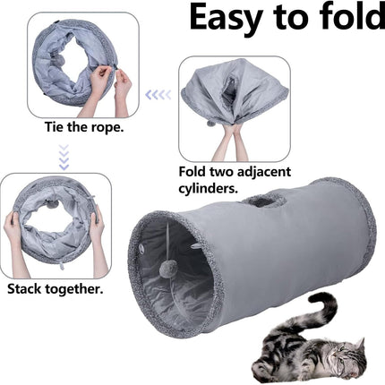 Cat Play Tunnel - 1 Piece - Indoor Outdoor Pet Play Tube - Crawl Tunnel - Play House - Grey.