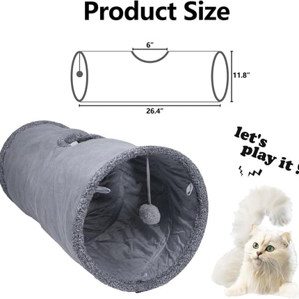 Cat Play Tunnel - 1 Piece - Indoor Outdoor Pet Play Tube - Crawl Tunnel - Play House - Grey.