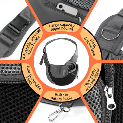 Dog Carrier Bag 40cm x 25cm Black Pet Travel Pouch for Small to Medium Dogs.