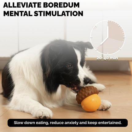 Interactive Food-Grade Silicone Dog Treat Dispenser Toy for Mental Stimulation and Healthy Eating with Removable Lid Dishwasher Safe Suitable for All Dog Sizes.