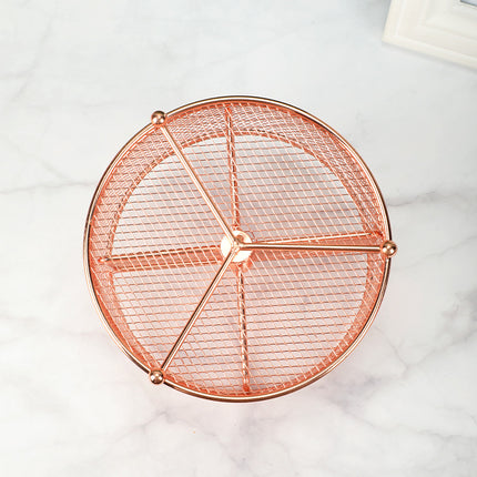 17x17x13cm Rose Gold Metal Mesh Desk Organizer Office Supplies Storage.
