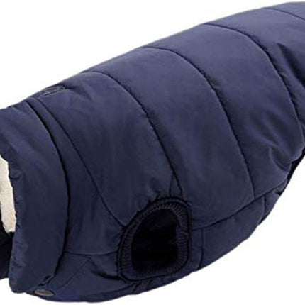 Winter Dog Coat Warm Pet Jacket for Cold Weather Marine Blue Size M.
