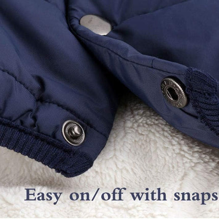 Winter Dog Coat Warm Pet Jacket for Cold Weather Marine Blue Size M.