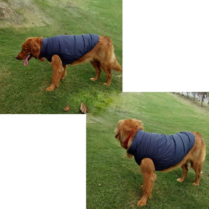 Winter Dog Coat Warm Pet Jacket for Cold Weather Marine Blue Size M.