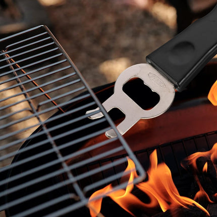 1 Piece Cast Iron & Stainless Steel Grill Lifter Tool - Heavy Duty BBQ Accessory for Safe Grill Movement.